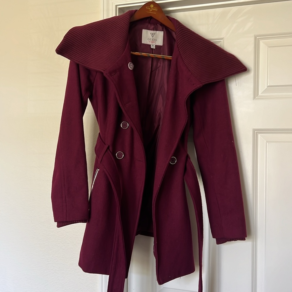 Guess Woman’s Pea Coat - Maroon